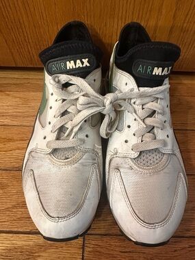 Nike Air Max White with Green Accents and Black Trim